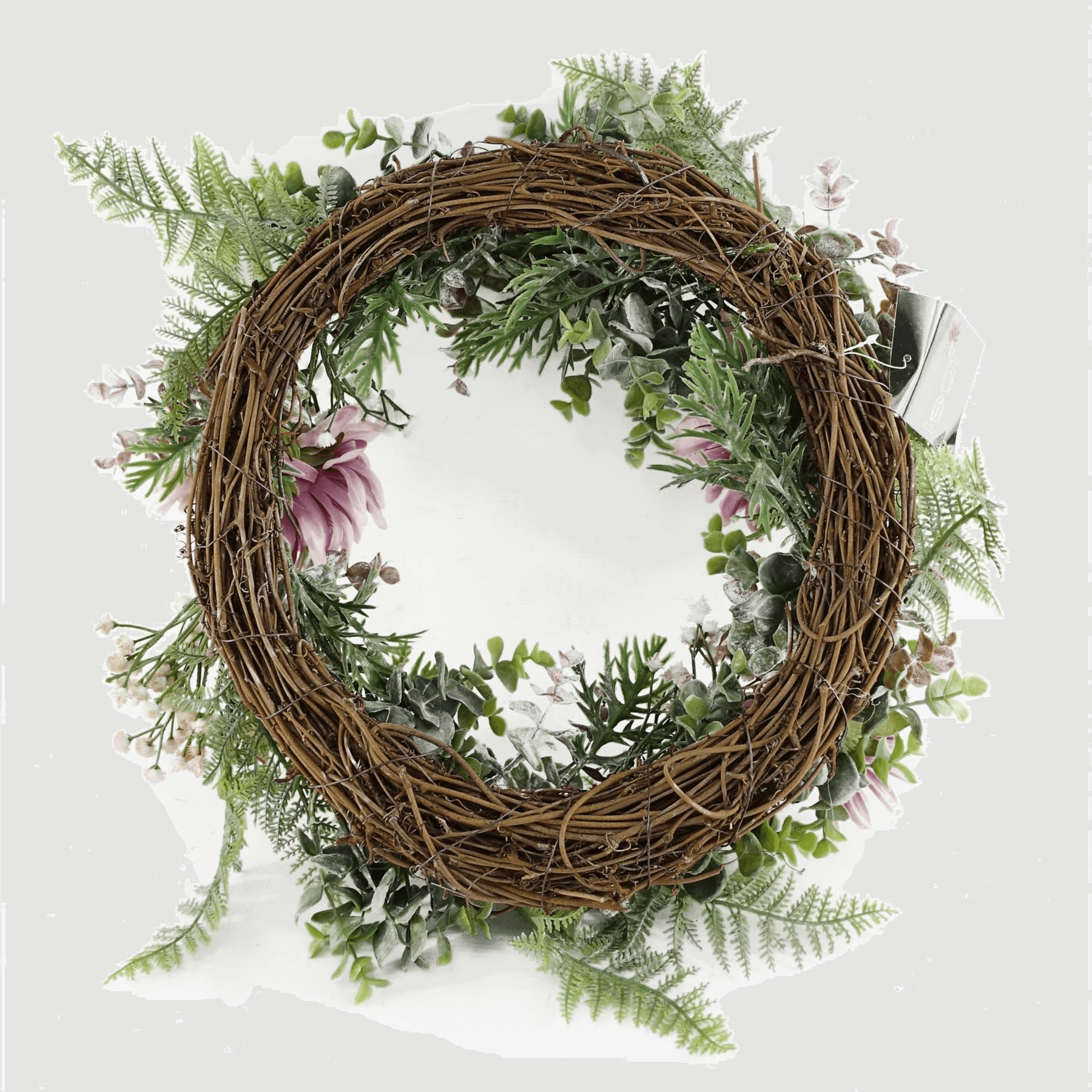 Elegant Pink Floral Wreath - Luxurious Door Decor, Add elegance to your home with our handcrafted pink floral wreath. Perfect for any door or space, featuring lifelike pink blossoms.