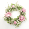 Elegant Pink Floral Wreath - Luxurious Door Decor, Add elegance to your home with our handcrafted pink floral wreath. Perfect for any door or space, featuring lifelike pink blossoms.