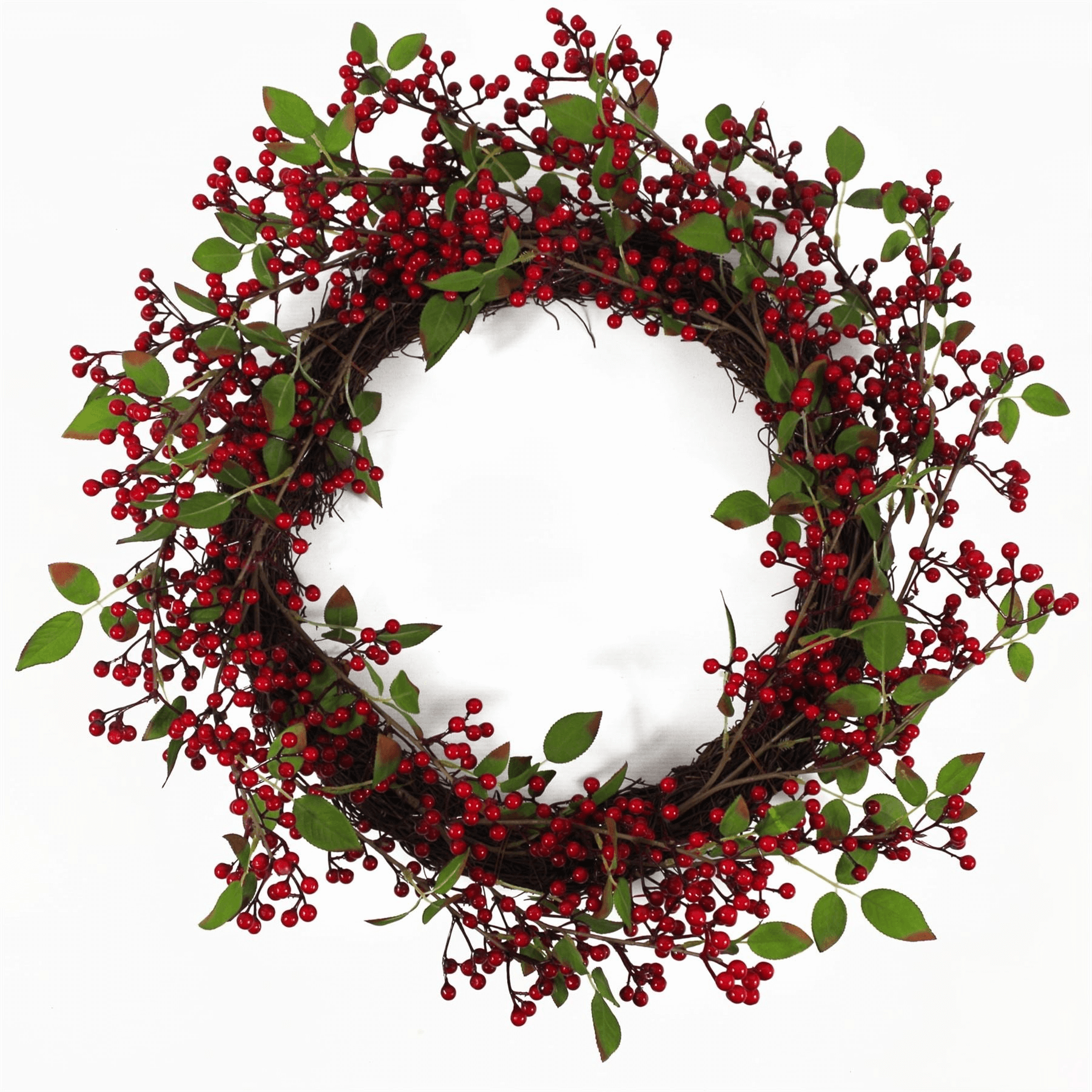 Luxury Red Berry Christmas Wreath | Leaf Design UK, Adorn your home with elegance this holiday. Get the 60cm handcrafted red berry wreath for a festive touch.