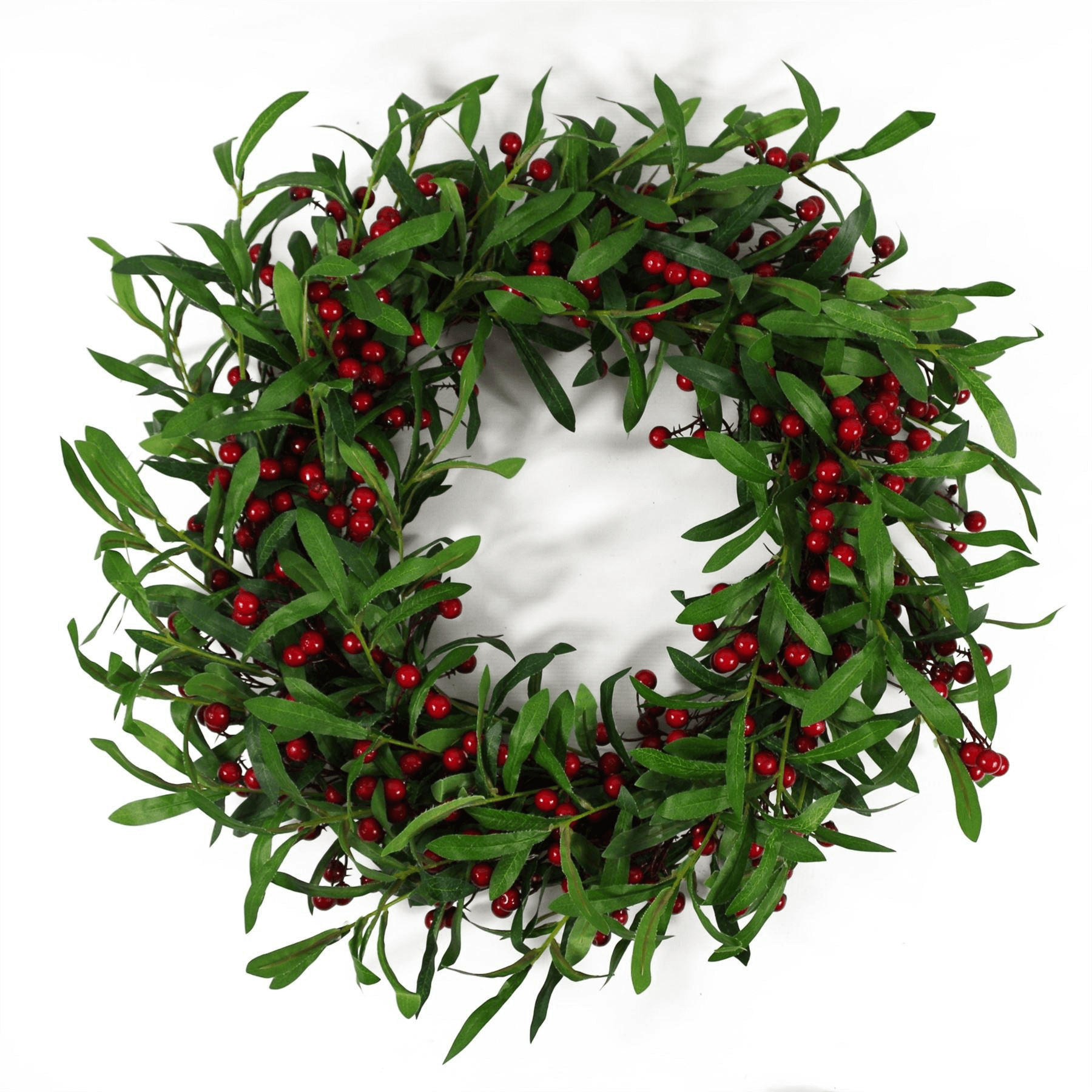 Christmas Mistletoe Red Berry Wreath 24 Inch, Elevate holiday decor with our 24