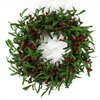 Christmas Mistletoe Red Berry Wreath 24 Inch, Elevate holiday decor with our 24" mistletoe red berry wreath, perfect for front doors & fireplaces. Elegant design with silk leaves & vibrant berries.