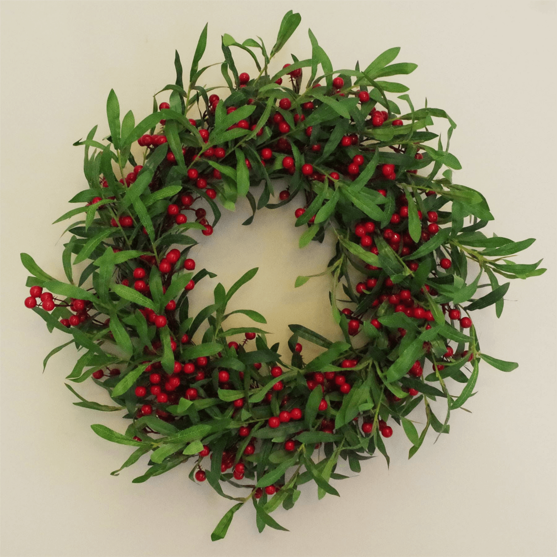 Christmas Mistletoe Red Berry Wreath 24 Inch, Elevate holiday decor with our 24