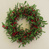 Christmas Mistletoe Red Berry Wreath 24 Inch, Elevate holiday decor with our 24" mistletoe red berry wreath, perfect for front doors & fireplaces. Elegant design with silk leaves & vibrant berries.