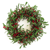 Luxury Christmas Wreath - 60cm by Leaf Design, Enhance your holiday decor with an elegant Christmas wreath featuring mistletoe and red berries, crafted by Leaf Design. Perfect for any door.