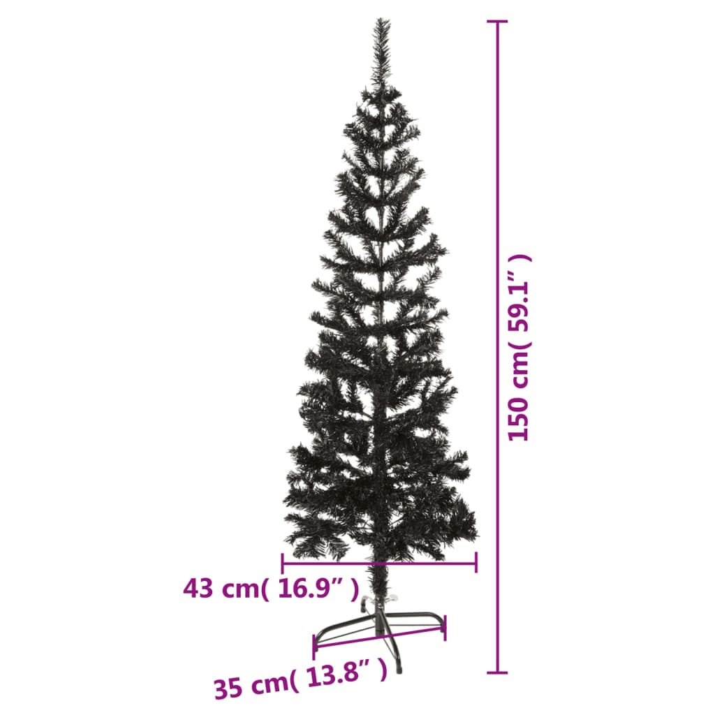 Slim Black Christmas Tree - 150 cm | Modern Decor, Discover chic elegance with our 150 cm Slim Black Christmas Tree. Perfect for modern homes, it offers a stylish and realistic holiday touch.