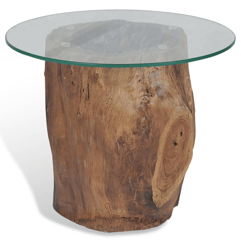 Elegant Teak Base & Glass Top Coffee Table, 50x40 cm, Add elegance to your living room with a unique teak base and tempered glass coffee table. Perfect for modern interiors.