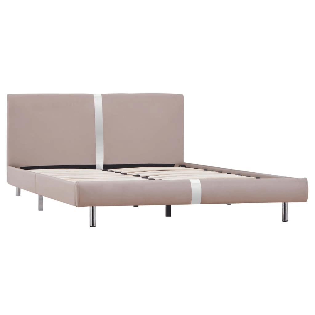 Elegant Cappuccino Faux Leather Bed Frame | 120x190 cm, Discover the vidaXL Bed Frame in cappuccino faux leather. Elegant design, sturdy materials, and durable construction, perfect for any bedroom.