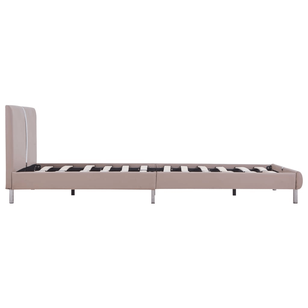 Elegant Cappuccino Faux Leather Bed Frame | 120x190 cm, Discover the vidaXL Bed Frame in cappuccino faux leather. Elegant design, sturdy materials, and durable construction, perfect for any bedroom.