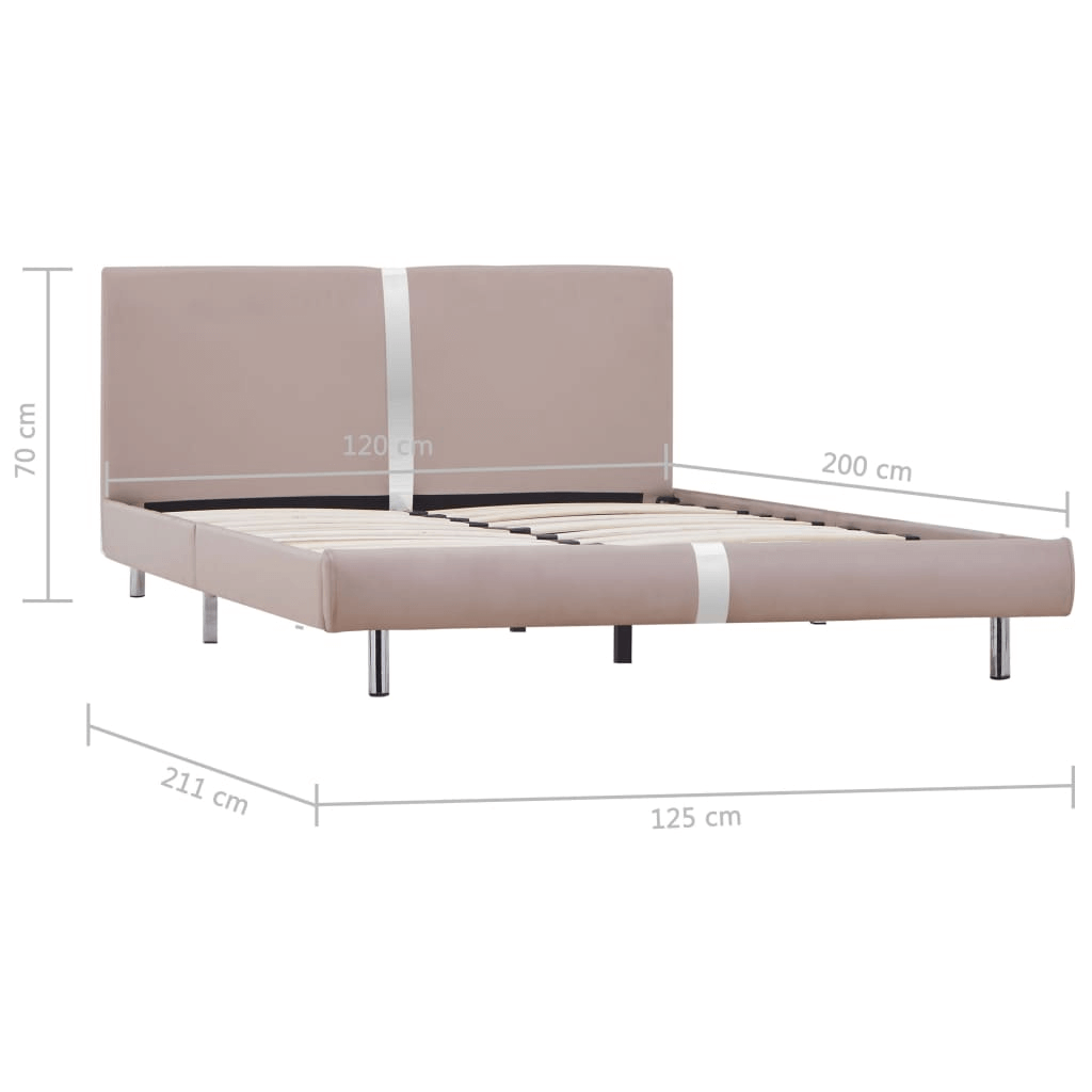 Elegant Cappuccino Faux Leather Bed Frame | 120x190 cm, Discover the vidaXL Bed Frame in cappuccino faux leather. Elegant design, sturdy materials, and durable construction, perfect for any bedroom.