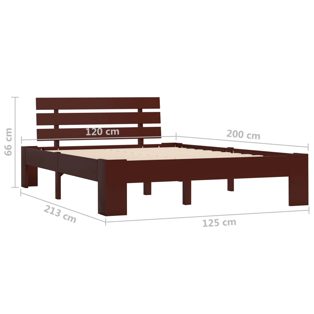 Dark Brown Solid Pine Wood Bed Frame 120x200 cm, Upgrade your bedroom with this 120x200 cm dark brown solid pine wood bed frame. Elegant, durable, and sturdy construction ensures timeless style and comfort.