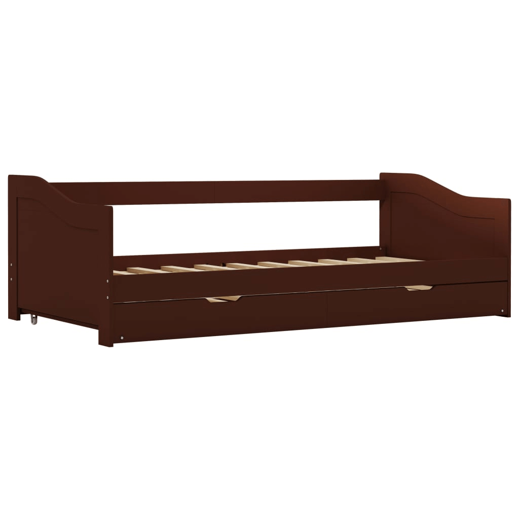 Dark Brown Pinewood Pull-out Sofa Bed Frame, Discover the Sofa Bed Frame in dark brown pinewood. A space-saving, multi-functional solution that easily converts from a sofa to a bed. Perfect modern living.