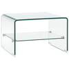 Clear Tempered Glass Coffee Table with Shelf, Elevate your modern living space with our clear tempered glass coffee table featuring a built-in shelf for enhanced strength and practical elegance.