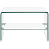 Clear Tempered Glass Coffee Table with Shelf, Elevate your modern living space with our clear tempered glass coffee table featuring a built-in shelf for enhanced strength and practical elegance.