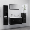 Black Engineered Wood Bathroom Furniture Set, Shop our sleek Black Engineered Wood Bathroom Furniture Set. Modern, stylish, and functional storage for an organized and chic bathroom.