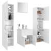 Modern Bathroom Furniture Set with Mirror - White Wood, Upgrade your bathroom with our modern white engineered wood furniture set. Ample storage and sleek design meet functionality and style.