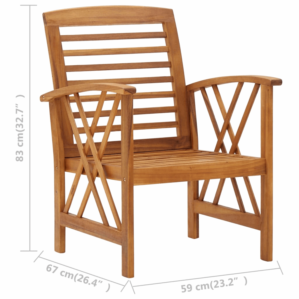 Garden Chairs 2 pcs Solid Acacia Wood - Durable Outdoor Furniture for Your Garden, Patio, and Terrace