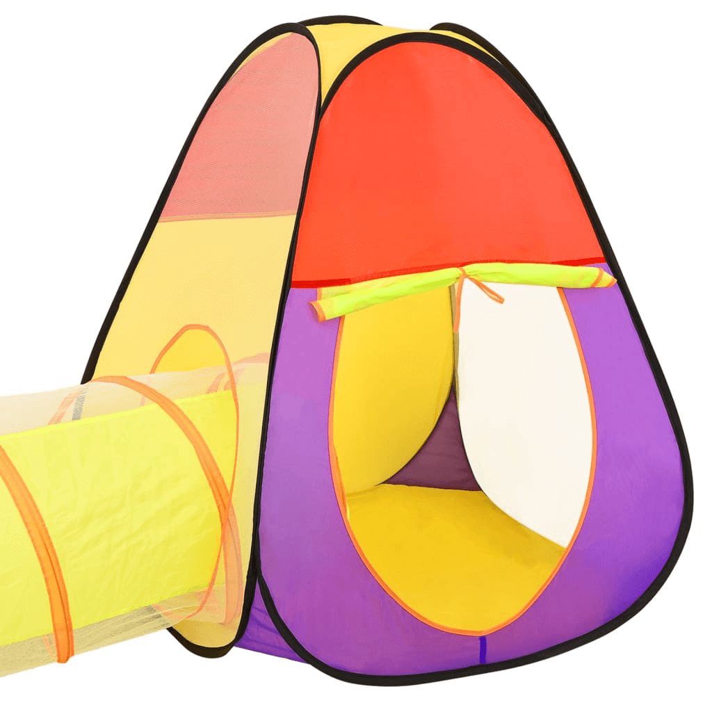 Kids Play Tent with 250 Colourful Balls - Multicolour, Engage your child's imagination with our durable 3-in-1 play tent. Easy to clean and filled with 250 vibrant balls for endless fun!