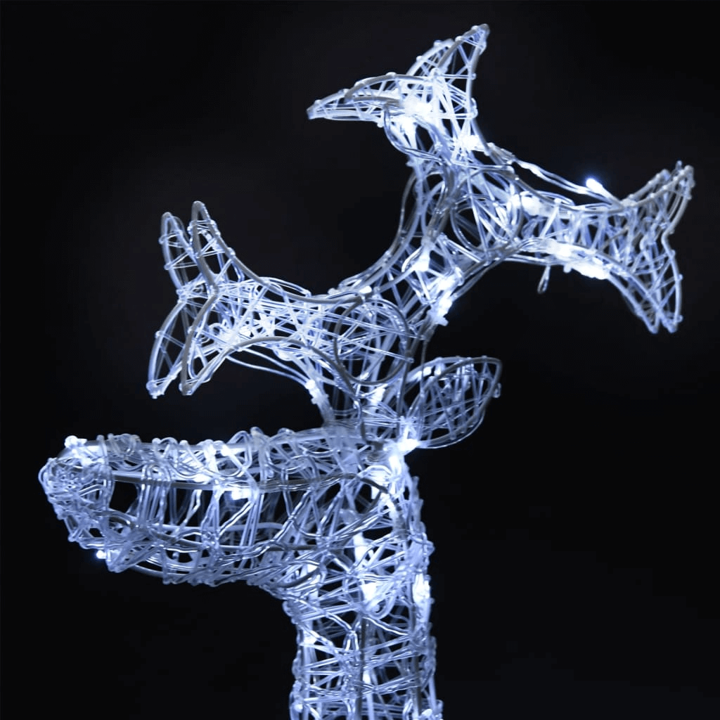 Stunning LED Reindeer Christmas Decorations - Set of 2, Illuminate your home or garden this Christmas with LED-lit, weather-resistant reindeer decorations. Durable acrylic ensures longevity. Perfect festive touch!