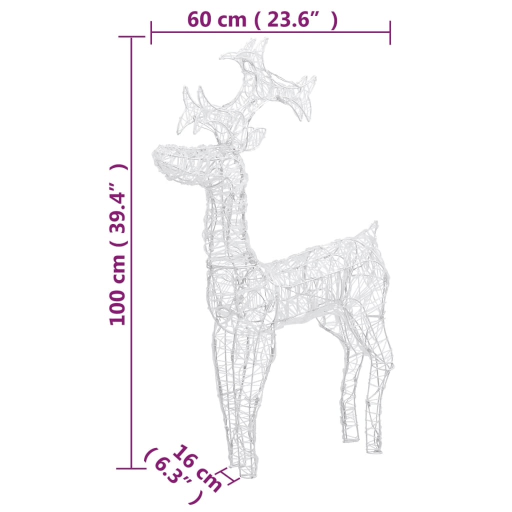 Stunning LED Reindeer Christmas Decorations - Set of 2, Illuminate your home or garden this Christmas with LED-lit, weather-resistant reindeer decorations. Durable acrylic ensures longevity. Perfect festive touch!