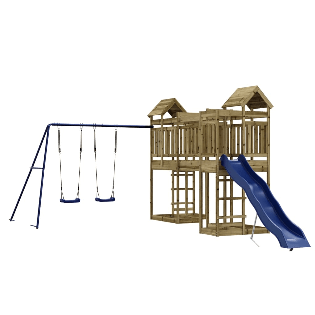 Fun & Durable Outdoor Playset with Slide & Swings, Transform your backyard with a vidaXL Outdoor Playset. Made from impregnated pinewood, it’s durable, safe, and perfect for hours of fun!