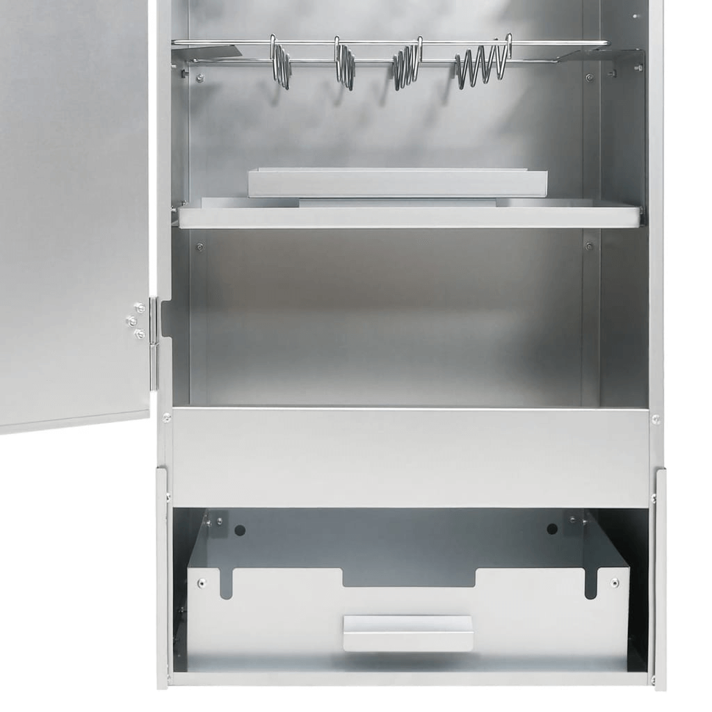 BBQ Oven Smoker - Durable Galvanised Steel, 44.5x29x110 cm, Elevate outdoor cooking with our BBQ Oven Smoker. Durable galvanised steel, rust-resistant, for smoking meat, fish, and sausages.