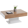 Stylish FMD Coffee Table - Antique Oak & Glossy White, Enhance your living room with this elegant FMD Coffee Table featuring extendable drawers and a contemporary design for stylish convenience.