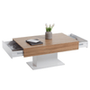 Stylish FMD Coffee Table - Antique Oak & Glossy White, Enhance your living room with this elegant FMD Coffee Table featuring extendable drawers and a contemporary design for stylish convenience.