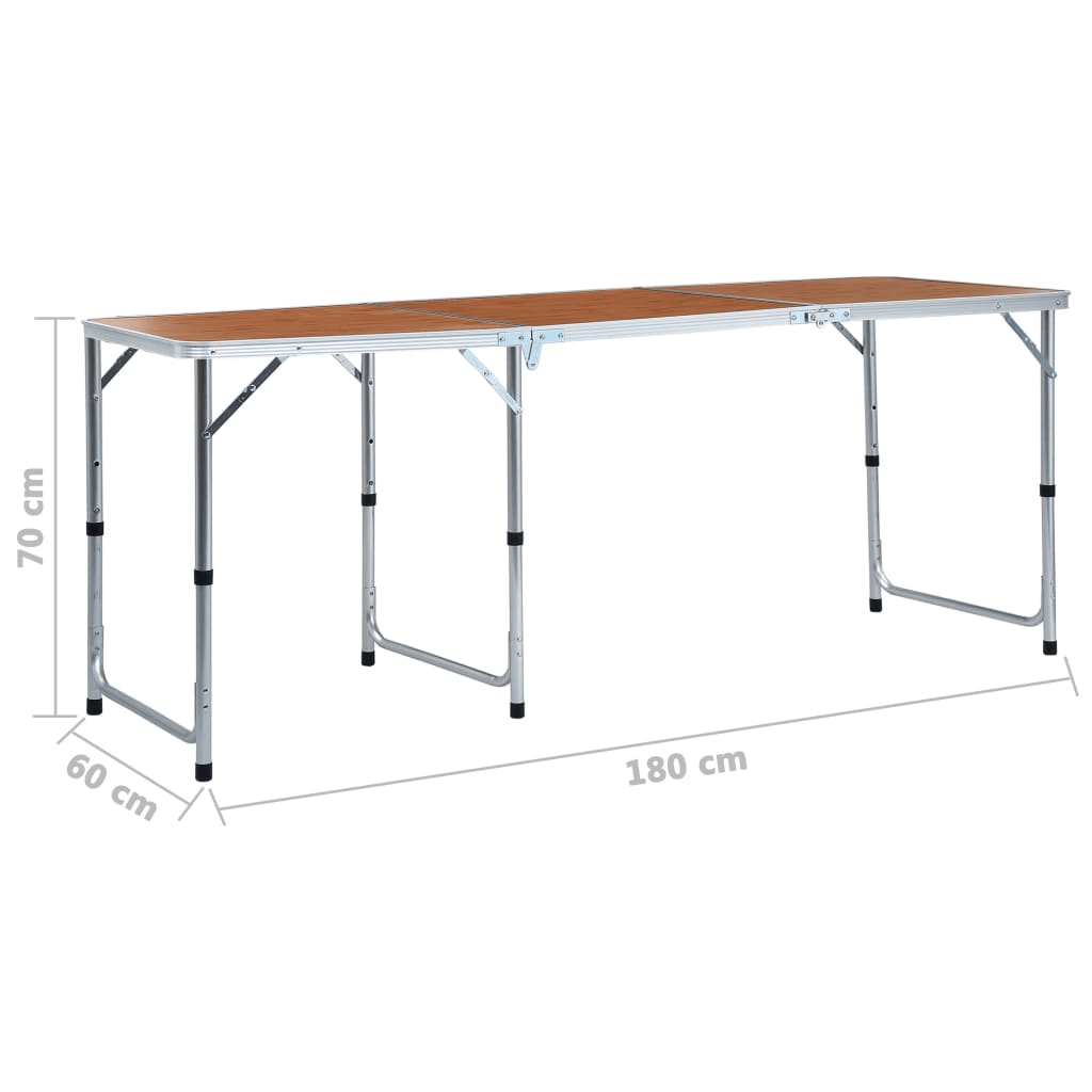 Foldable Aluminium Camping Table 180x60 cm Portable & durable vidaXL Camping Table - 180x60 cm with adjustable height & carry handle. Perfect for camping & outdoor activities.