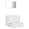 Modern White Bathroom Furniture Set | Engineered Wood, Elevate your bathroom with our sleek white furniture set, featuring a modern sink cabinet, built-in ceramic basin, and elegant mirror for ample storage.