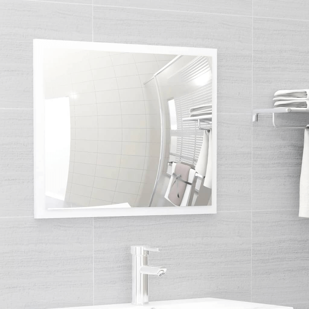 Modern White Bathroom Furniture Set | Engineered Wood, Elevate your bathroom with our sleek white furniture set, featuring a modern sink cabinet, built-in ceramic basin, and elegant mirror for ample storage.