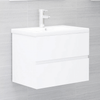 Modern White Bathroom Furniture Set | Engineered Wood, Elevate your bathroom with our sleek white furniture set, featuring a modern sink cabinet, built-in ceramic basin, and elegant mirror for ample storage.