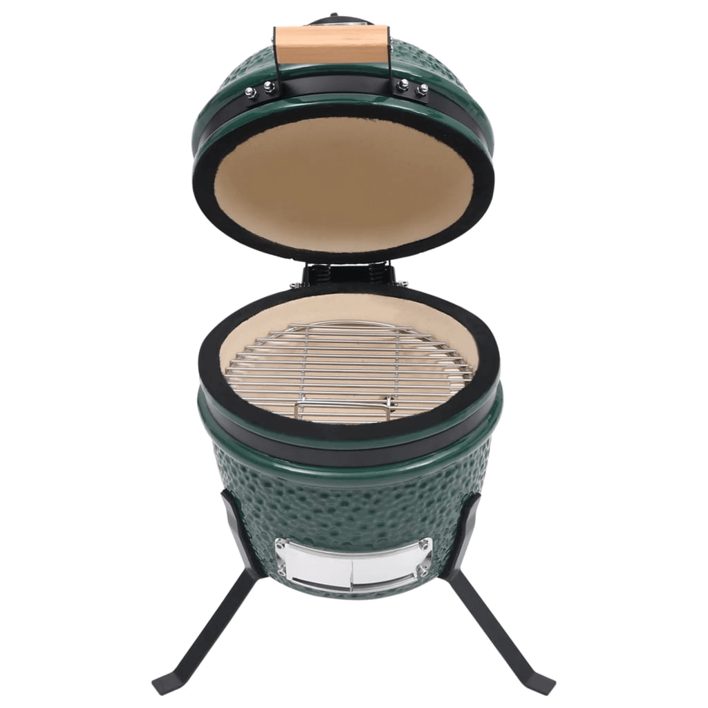 2-in-1 Kamado BBQ Grill & Smoker - 56 cm Ceramic Green, Experience versatile outdoor cooking with the 2-in-1 Kamado Barbecue Grill & Smoker. Ideal for grilling, baking, and smoking. Perfect for backyard BBQs.