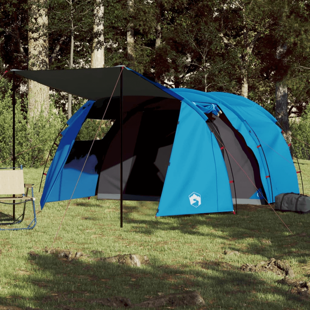 4-Person Waterproof Camping Tent - Outdoor Essential Discover the vidaXL 4-Person Tunnel Tent: Your waterproof, blue shelter for comfortable outdoor adventures. Perfect for camping in any weather.