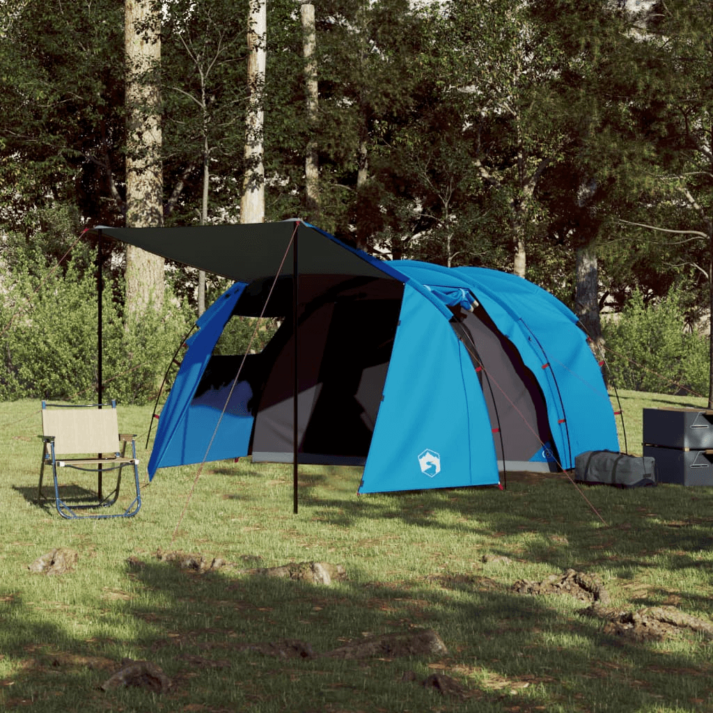 4-Person Waterproof Camping Tent - Outdoor Essential Discover the vidaXL 4-Person Tunnel Tent: Your waterproof, blue shelter for comfortable outdoor adventures. Perfect for camping in any weather.