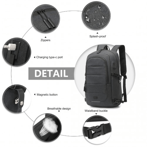 Kono Multi-Compartment Water-Resistant Backpack, Discover the Kono Backpack: stylish, water-resistant, and perfect for travel, work, or school with a convenient USB charging port.