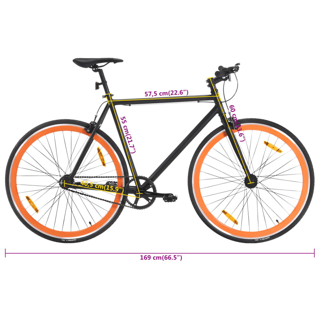 Lightweight Fixed Gear Bike 55cm - Black & Orange Elevate your ride with our vidaXL Fixed Gear Bike. Perfect for commutes or fitness, its sleek, lightweight design ensures style & safety.