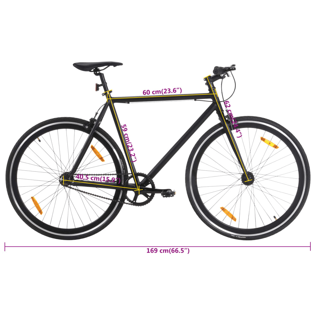 Fixed Gear Bike Black 700c 59 cm - Light Aluminium Frame Ride with Freedom on the vidaXL Fixed Gear Bike Get ready to take on the city streets or hit the track with the vidaXL Fixed Gear Bike Black 700c 59 cm.