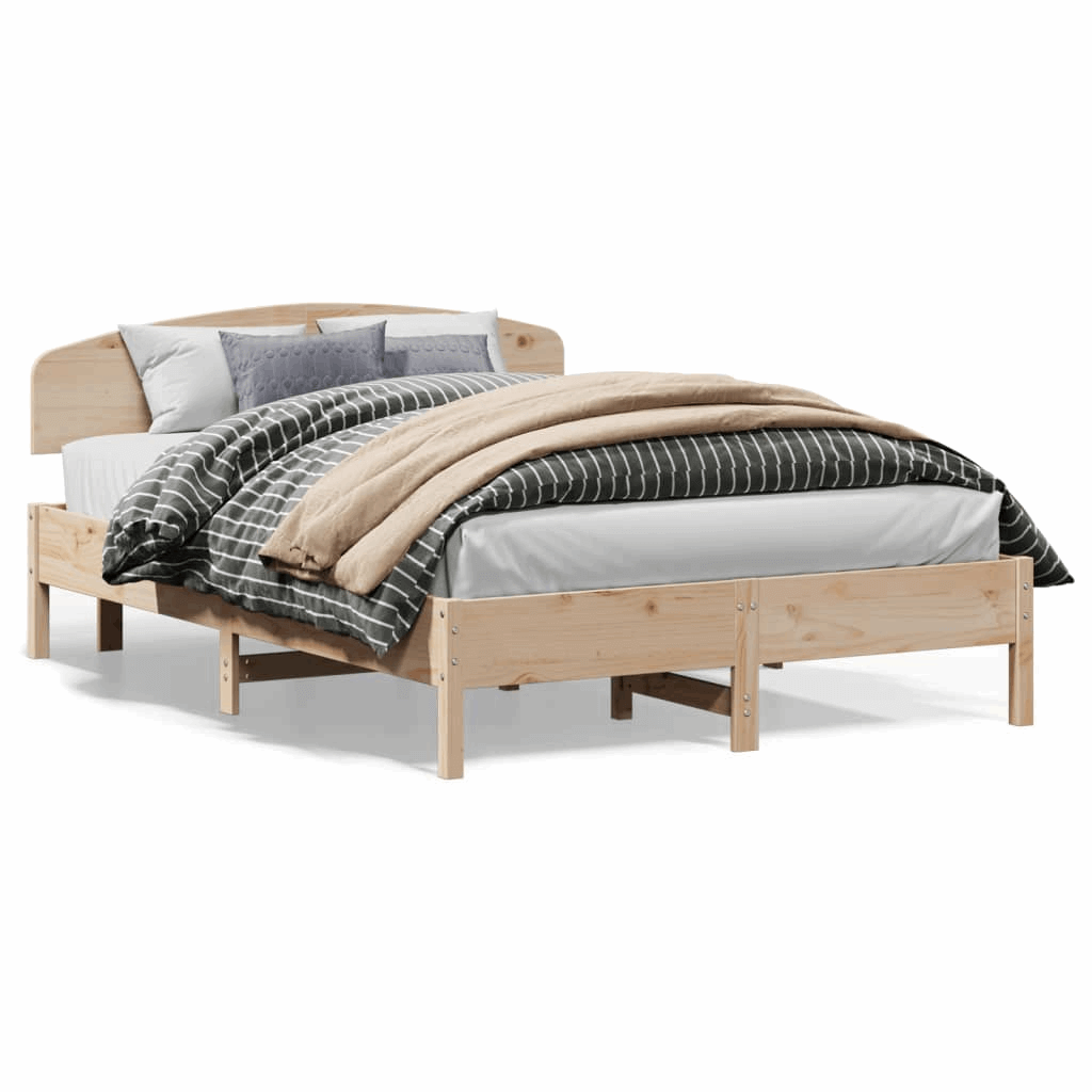 King Size Solid Pine Wood Bed Frame | vidaXL Upgrade to rustic charm with vidaXL's durable king-size bed frame & headboard. Solid pine for a cozy, stylish sleep retreat.