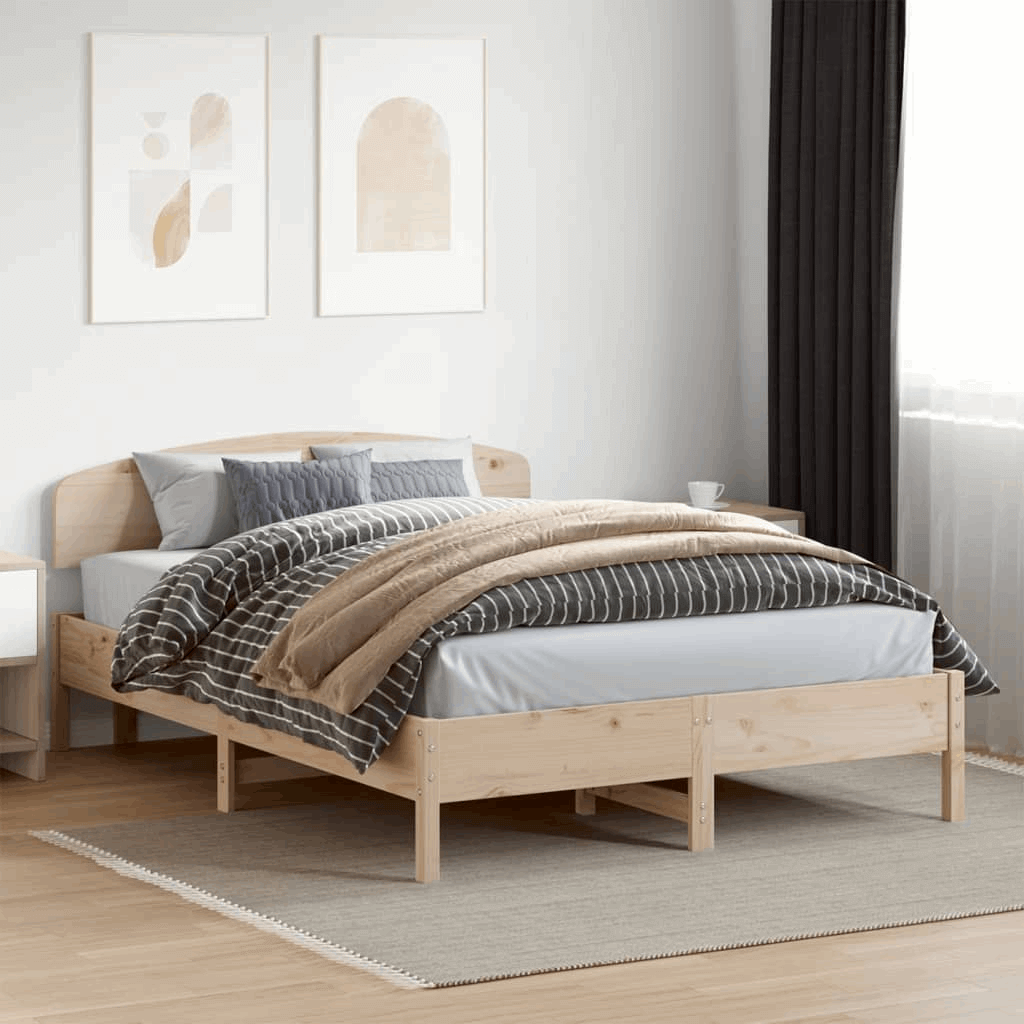 King Size Solid Pine Wood Bed Frame | vidaXL Upgrade to rustic charm with vidaXL's durable king-size bed frame & headboard. Solid pine for a cozy, stylish sleep retreat.