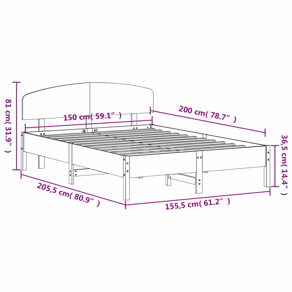 King Size Solid Pine Wood Bed Frame | vidaXL Upgrade to rustic charm with vidaXL's durable king-size bed frame & headboard. Solid pine for a cozy, stylish sleep retreat.