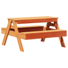 Kids Picnic Table - Pine Wood, Ages 2-8, Durable wax brown pine kids picnic table for outdoor fun. Ideal for dining and play for children aged 2-8. 88x97x52 cm.