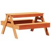 Kids Picnic Table - Pine Wood, Ages 2-8, Durable wax brown pine kids picnic table for outdoor fun. Ideal for dining and play for children aged 2-8. 88x97x52 cm.