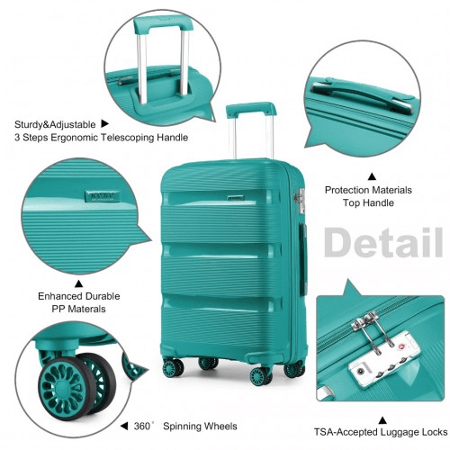 Kono 20 Inch Hard Shell Carry-On Suitcase - Blue/Green, Travel in style with the Kono 20 Inch Carry-On Suitcase. Durable PP shell, vibrant blue/green color, and cabin size. Perfect for all travel needs.