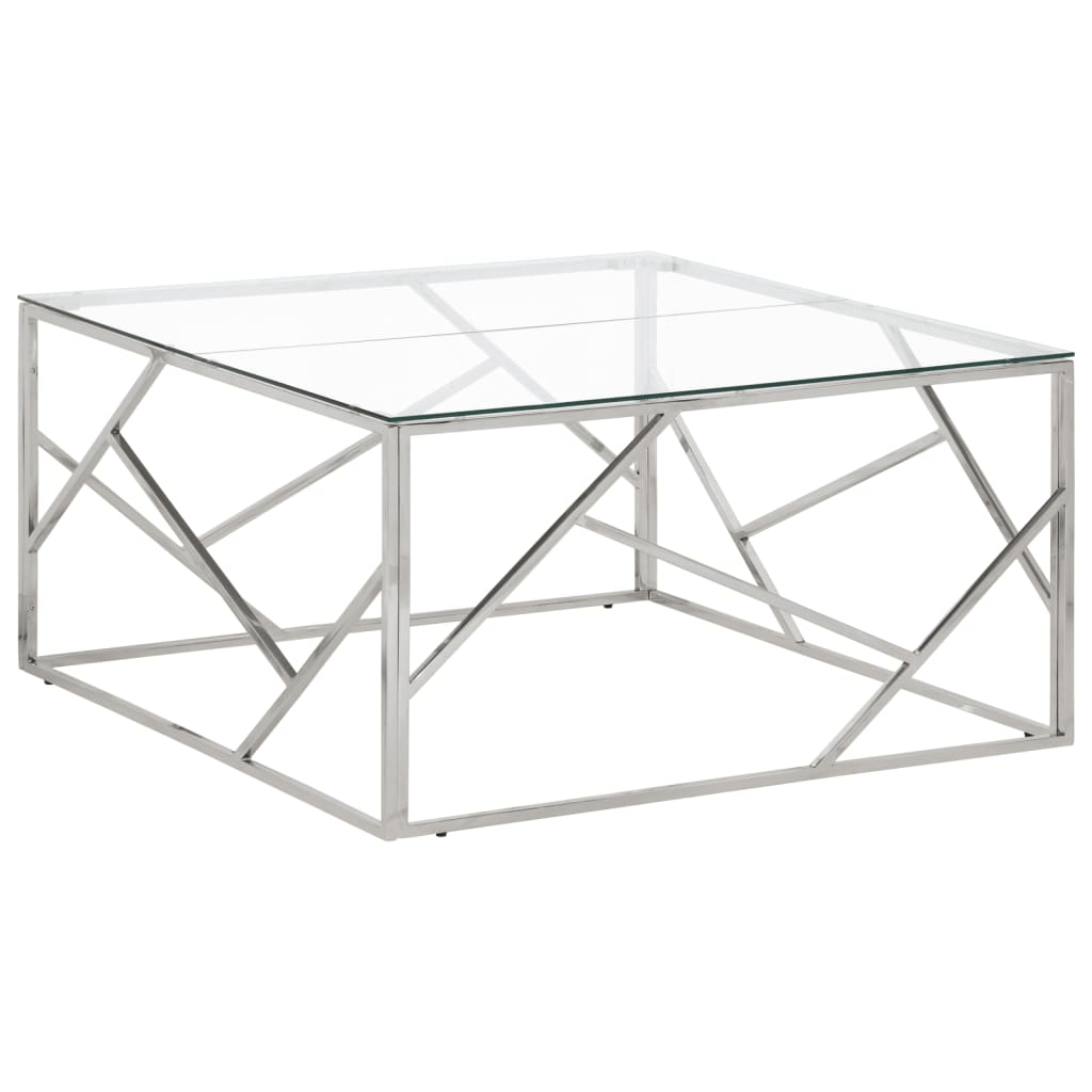 Modern Coffee Table - Elegant Stainless Steel & Glass, Stylish Coffee Table featuring a tempered glass top and sturdy stainless steel frame. Perfect blend of beauty and functionality.