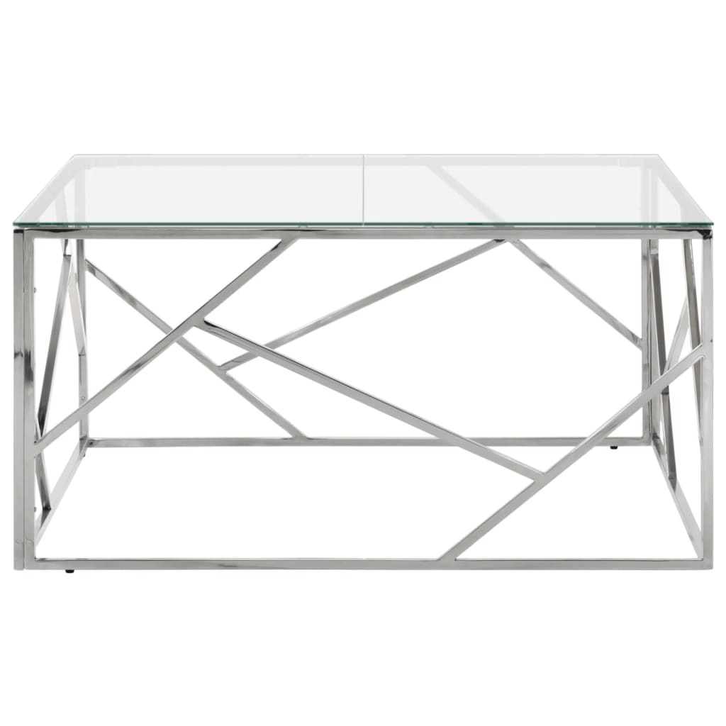 Modern Coffee Table - Elegant Stainless Steel & Glass, Stylish Coffee Table featuring a tempered glass top and sturdy stainless steel frame. Perfect blend of beauty and functionality.