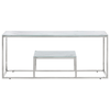 Modern Silver Coffee Table - Stainless Steel & Glass, Elevate your living room with this stylish silver coffee table featuring a tempered glass top and stainless steel frame. Perfect for decor and functionality.