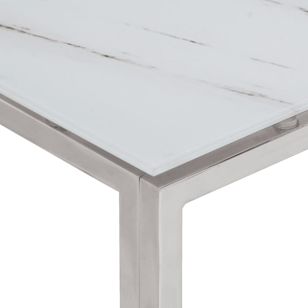 Modern Silver Coffee Table - Stainless Steel & Glass, Elevate your living room with this stylish silver coffee table featuring a tempered glass top and stainless steel frame. Perfect for decor and functionality.