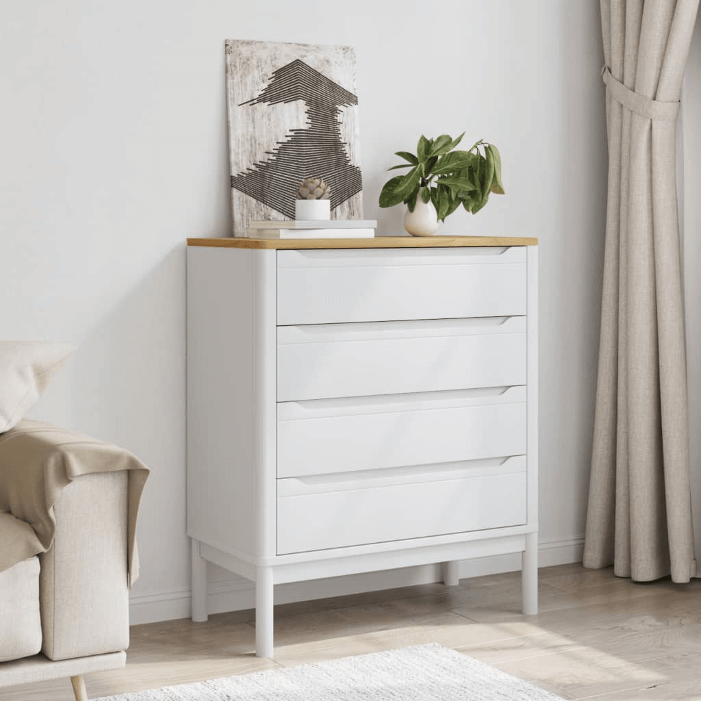 FLORO White Pine Chest of Drawers - Elegant & Sturdy, Elevate your decor with the FLORO solid pine chest of drawers. Timeless design, durable build, and ample storage for a tidy home.