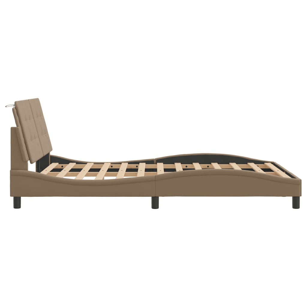 Luxurious vidaXL Faux Leather Bed Frame - 140x200 cm, Discover elegance and durability with the vidaXL Bed Frame in Cappuccino. Modern design, sturdy build, and luxurious faux leather finish.