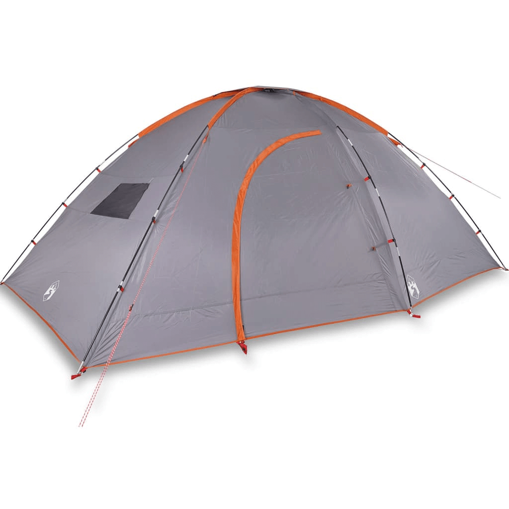 8-Person Waterproof Camping Tent, Discover the roomy 8-person tent in grey & orange. Waterproof and spacious, perfect for keeping dry and comfortable on your outdoor adventures.